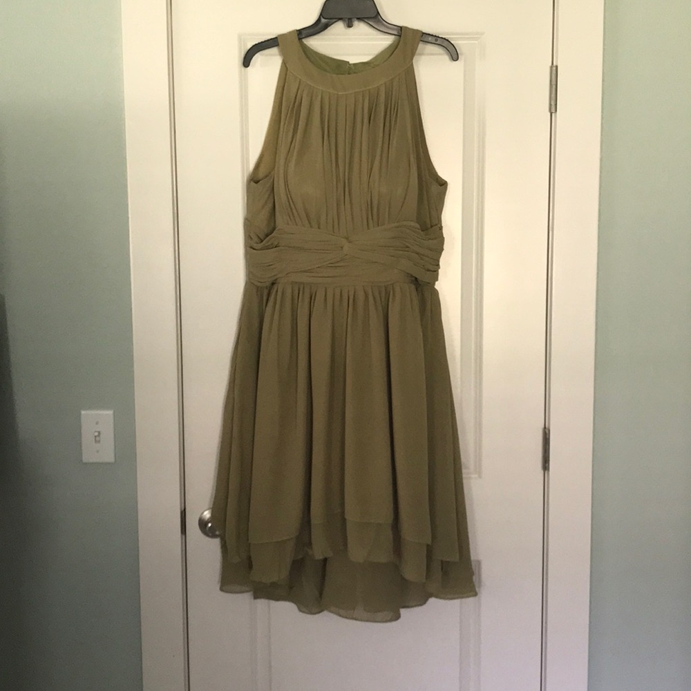 Olive Green Bridesmaid Dress (hi low hem)